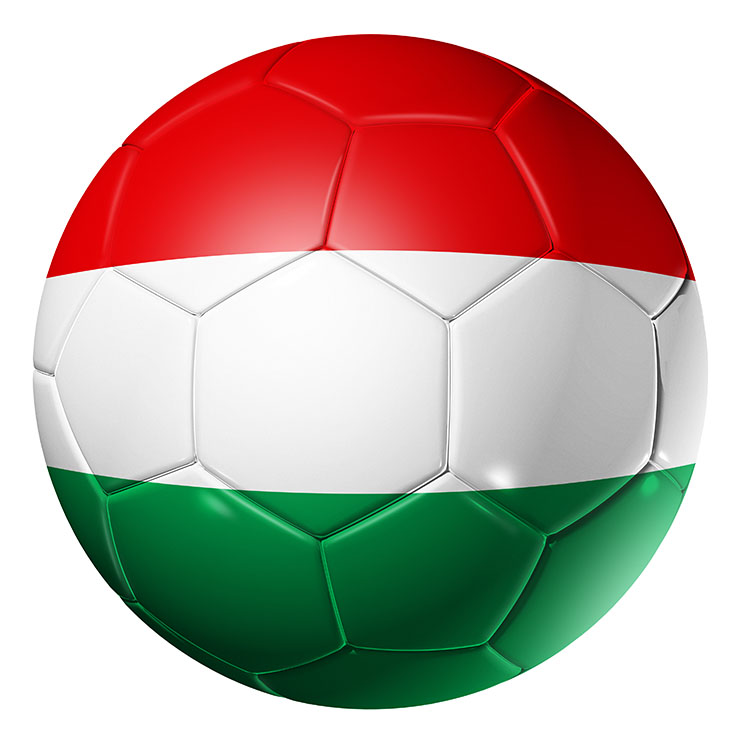 football soccer ball with Hungary flag